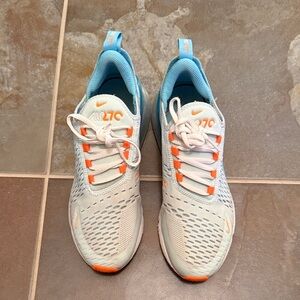 Nike Air Max 270 White and Blue Sneakers